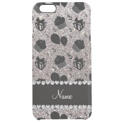 Silver glitter cupcakes balloons presents clear iPhone 6 plus case