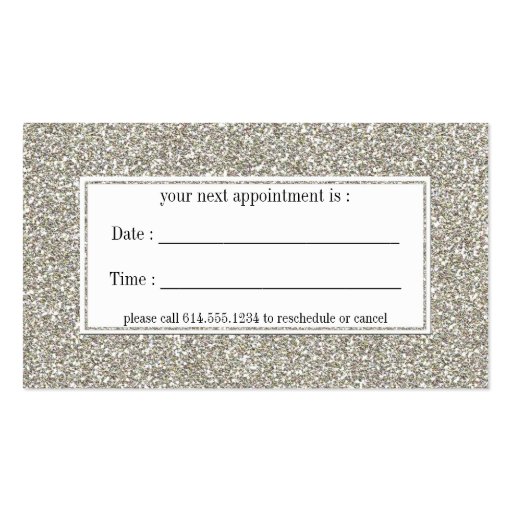 Silver Glitter Look Appointment Business Cards (back side)