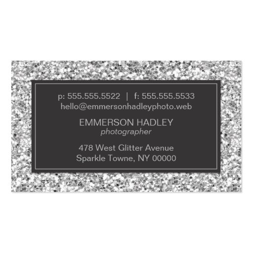 Silver Glitter Look Business Card (back side)