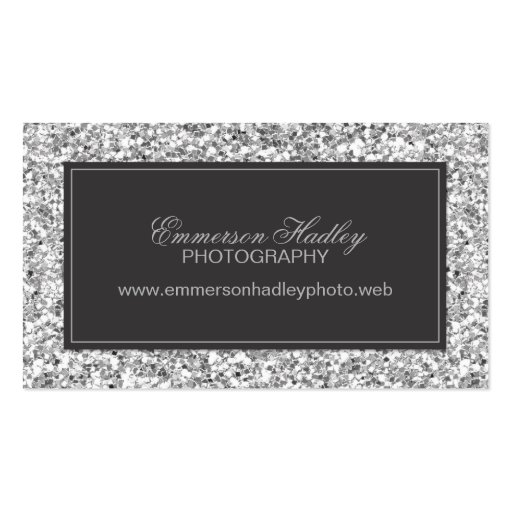 Silver Glitter Look Business Card (front side)