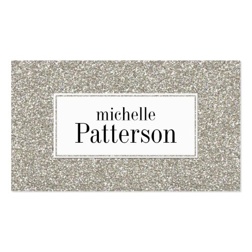 Silver Glitter Look Professional Business Cards (front side)