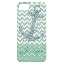 Silver Glitter Print Anchor Nautical Mint Case casemate cases