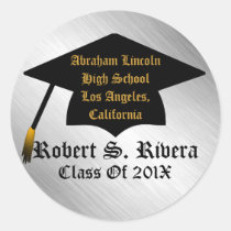 Silver, Gold & Black Custom Graduation Stickers stickers