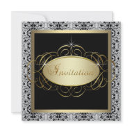 Silver Gold Black Tie Formal Special Event Party invitation