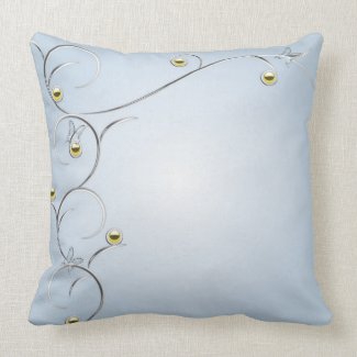 Silver/Gold Branches with Butterflies Blue MoJo Pi Throw Pillows