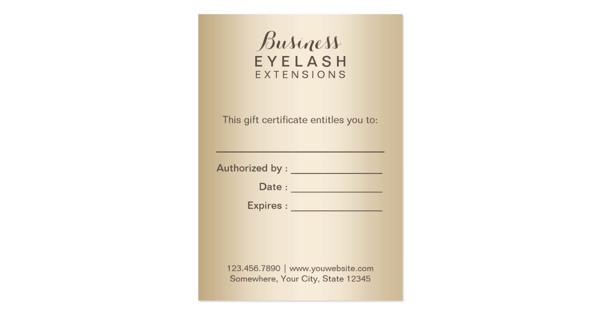 Silver Gold Eyelash Extensions Gift Certificates Large Business Card