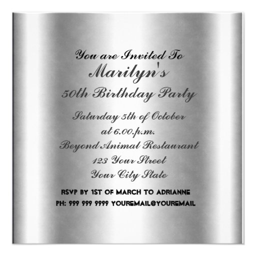 Silver Gold Frame Flowers Birthday Invitation 2