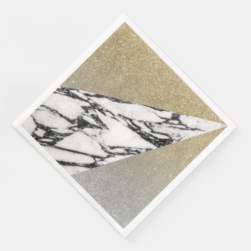 Patterned Paper Dinner Napkins | silver gold glitter and marble geometric pattern paper Patterned Paper Dinner Napkins | silver gold glitter and marble geometric pattern paper