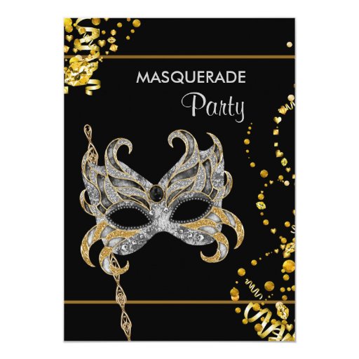 silver gold mardi gras masquerade party 5x7 paper free invitation makers