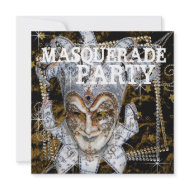Silver Gold Mask Masquerade Party invitation