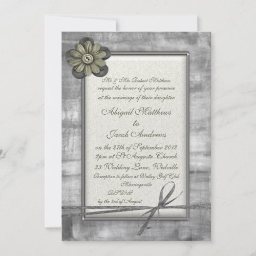 Silver & Gold Ribbon & Flower - Wedding Invitation invitation