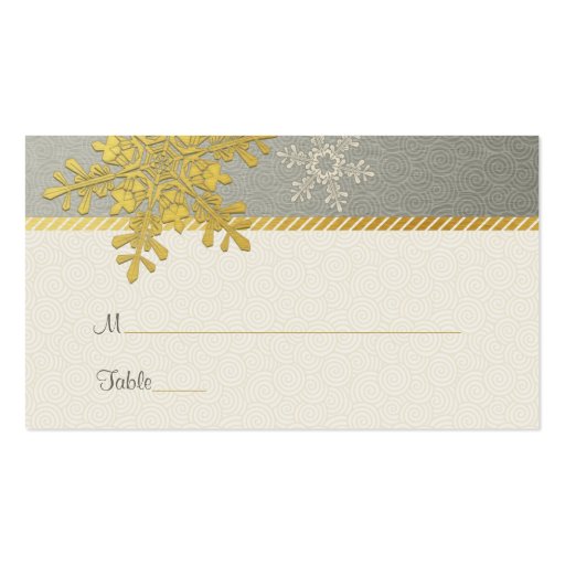 Silver Gold Snowflake Winter Wedding Place Cards Business Card (front side)