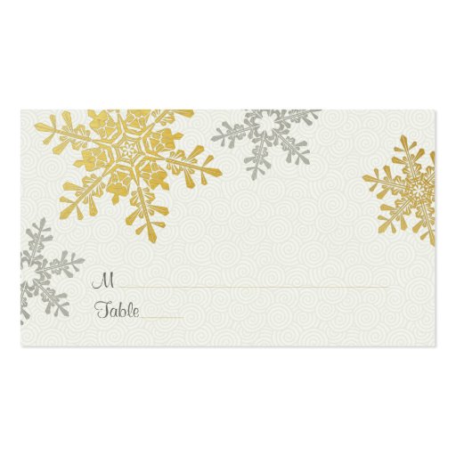 Silver Gold Snowflake Winter Wedding Place Cards Business Card Template (front side)