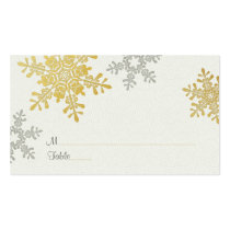 Silver Gold Snowflake Winter Wedding Place Cards business cards
