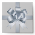 Silver gray bow ribbon holiday gift square CD envelope