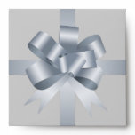 Silver gray bow ribbon holiday gift square CD Envelope