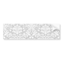 Silver gray damask pattern bumper sticker