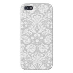Silver gray damask pattern iphone cases