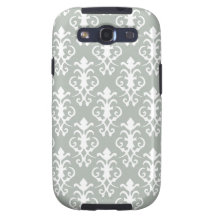 Silver Gray Damask Samsung Galaxy S3 Case