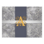 Silver Gray Gold Monogram Letter A Flat Note Cards invitations