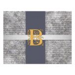Silver Gray Gold Monogram Letter B Flat Note Cards invitations