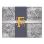 Silver Gray Gold Monogram Letter F Flat Note Cards invitations