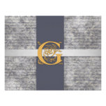 Silver Gray Gold Monogram Letter G Flat Note Cards invitations