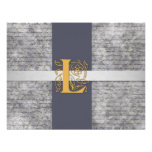Silver Gray Gold Monogram Letter L Flat Note Cards invitations