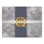 Silver Gray Gold Monogram Letter Q Flat Note Cards invitations
