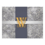 Silver Gray Gold Monogram Letter W Flat Note Cards invitations