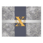 Silver Gray Gold Monogram Letter X Flat Note Cards invitations