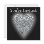 Silver Gray Heart. Patterned Heart Design. Custom Invitations