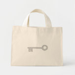 Silver Gray Key on White. Canvas Bag