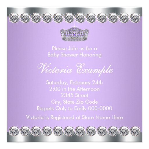 Silver Gray Lavender Purple Baby Shower Invitations