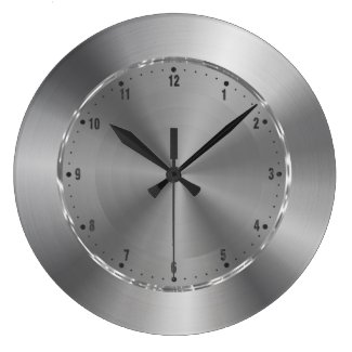 Silver Gray Metallic Design Stainless-Steel Look Clocks