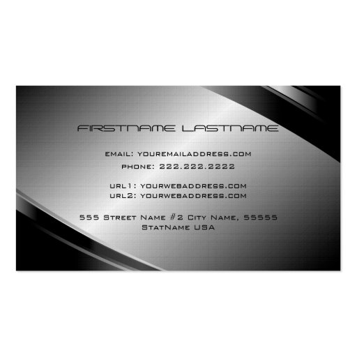 Silver Gray Metallic Look-Stainless Steel Pattern Business Card (back side)