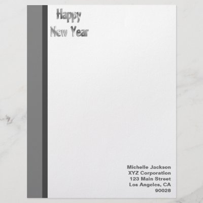 Silver Grey Happy New Year Letterhead Design