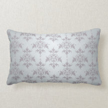 Silver Grey Pale Damask Pattern Pillow