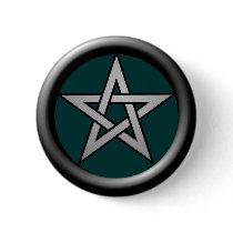 Silver Grey Pentagram on Drk Green buttons