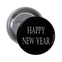 silver Happy New Year Pinback Button