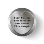 Silver Heart Frame Button Pin