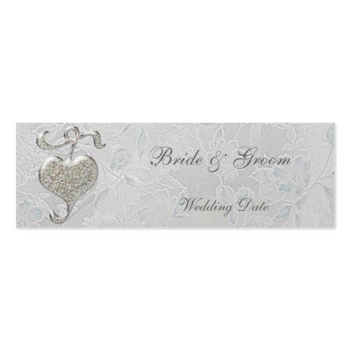 Silver Heart Thank You Wedding Favor Tag Business Card Template (front side)
