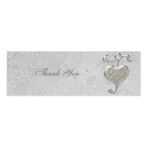 Silver Heart Thank You Wedding Favor Tag Business Card Template (back side)