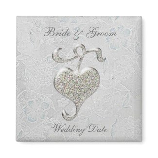 Silver Heart Wedding Favour Magnet magnet
