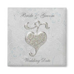 Silver Heart Wedding Favor Magnet magnets