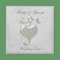 Silver Heart Wedding Favor Magnet by elenaind Silver Heart Wedding Favor Magnet