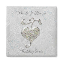 Silver Heart Wedding Favor Magnet by elenaind Silver Heart Wedding Favor Magnet