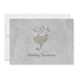 Silver Heart Wedding Invitation invitation