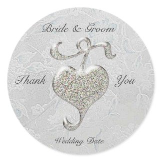 Silver Heart Wedding Sticker sticker