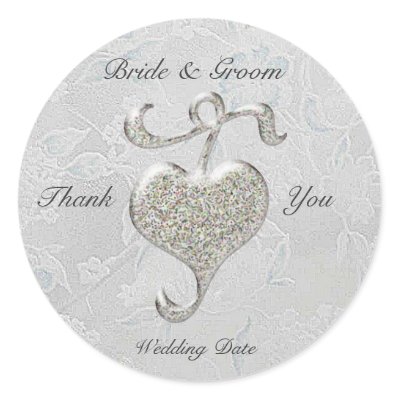 Silver Heart  Wedding Sticker